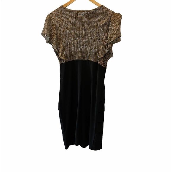 ENFOCUS Studio Metallic Top Deep V Tier Dress 8 - Picture 4 of 10